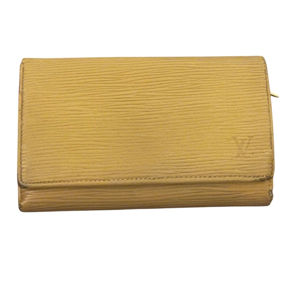 Authentic Elise Epi Louis Vuitton Yellow Leather Wallet with Snap Closure